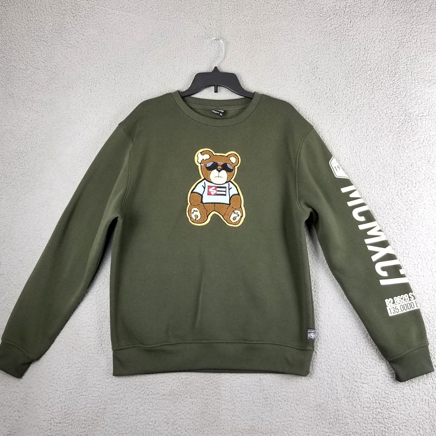 Southpole SOUTHPOLE SWEATSHIRT Men XL Green Chenille Bear Patch Embroidered Logo Zip Pullover Extraship Hip Hop Animals 90s Womens Mens Girls Size US XL / EU 56 / 4 - 2 Thumbnail