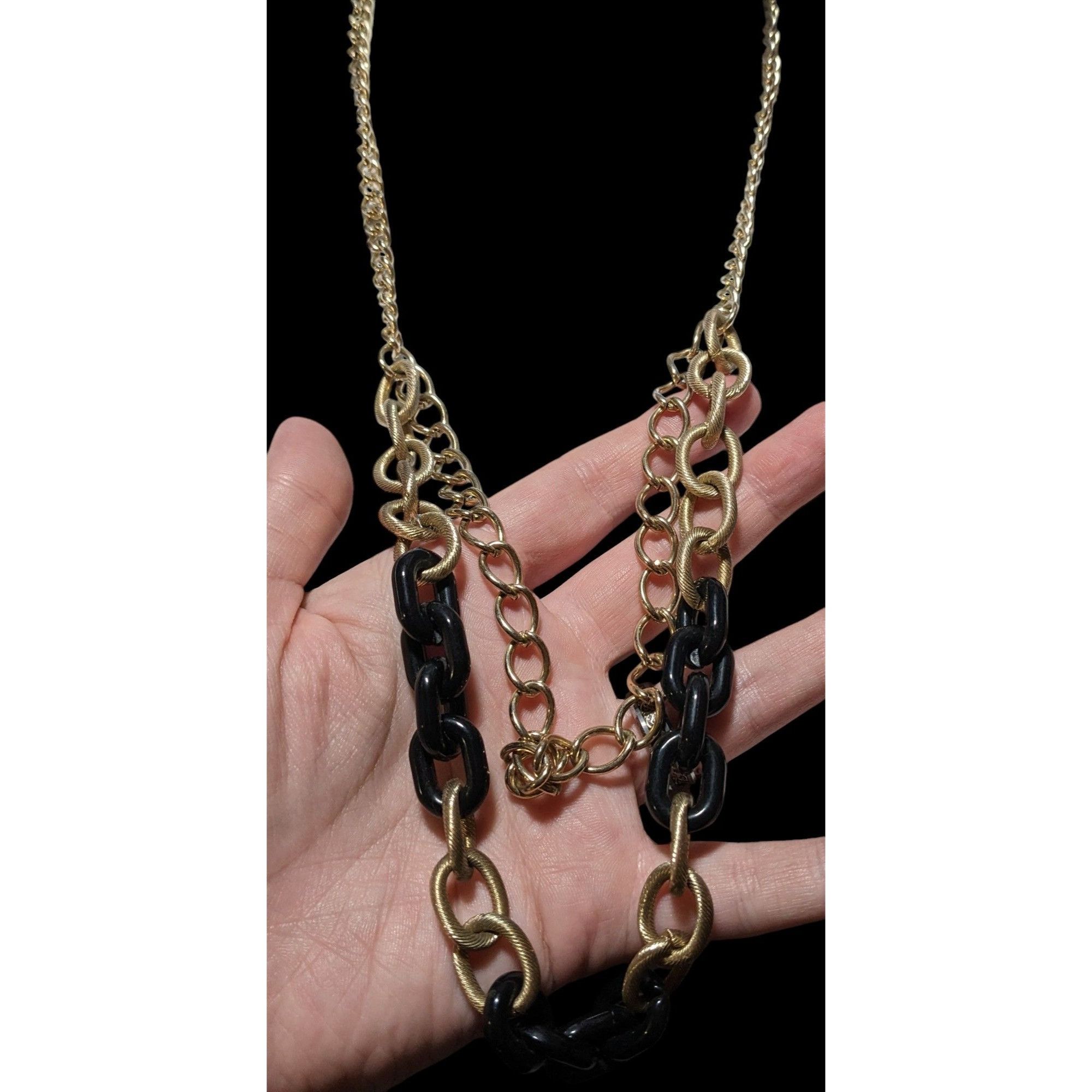 Other 80s Glam Black and Gold Chunky Multilayer Chain Necklace Size ONE SIZE - 8 Thumbnail