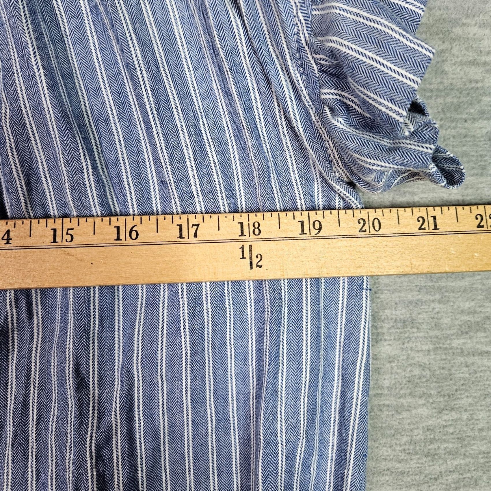 Vintage Isabella Sinclair Dress Womens S Blue Stripe Shirt Dress Belted Ruffle Sleeve Casual Size S / US 4 / IT 40 - 7 Thumbnail