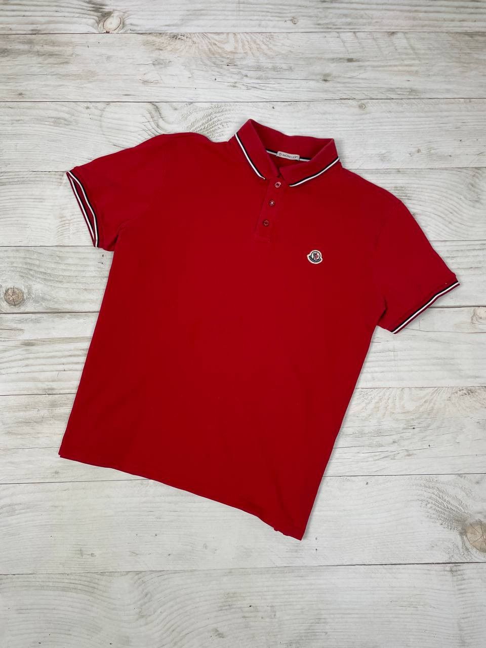 image of Vintage Moncler Maglia Polo Shirt Red Logo Size Xl, Men's