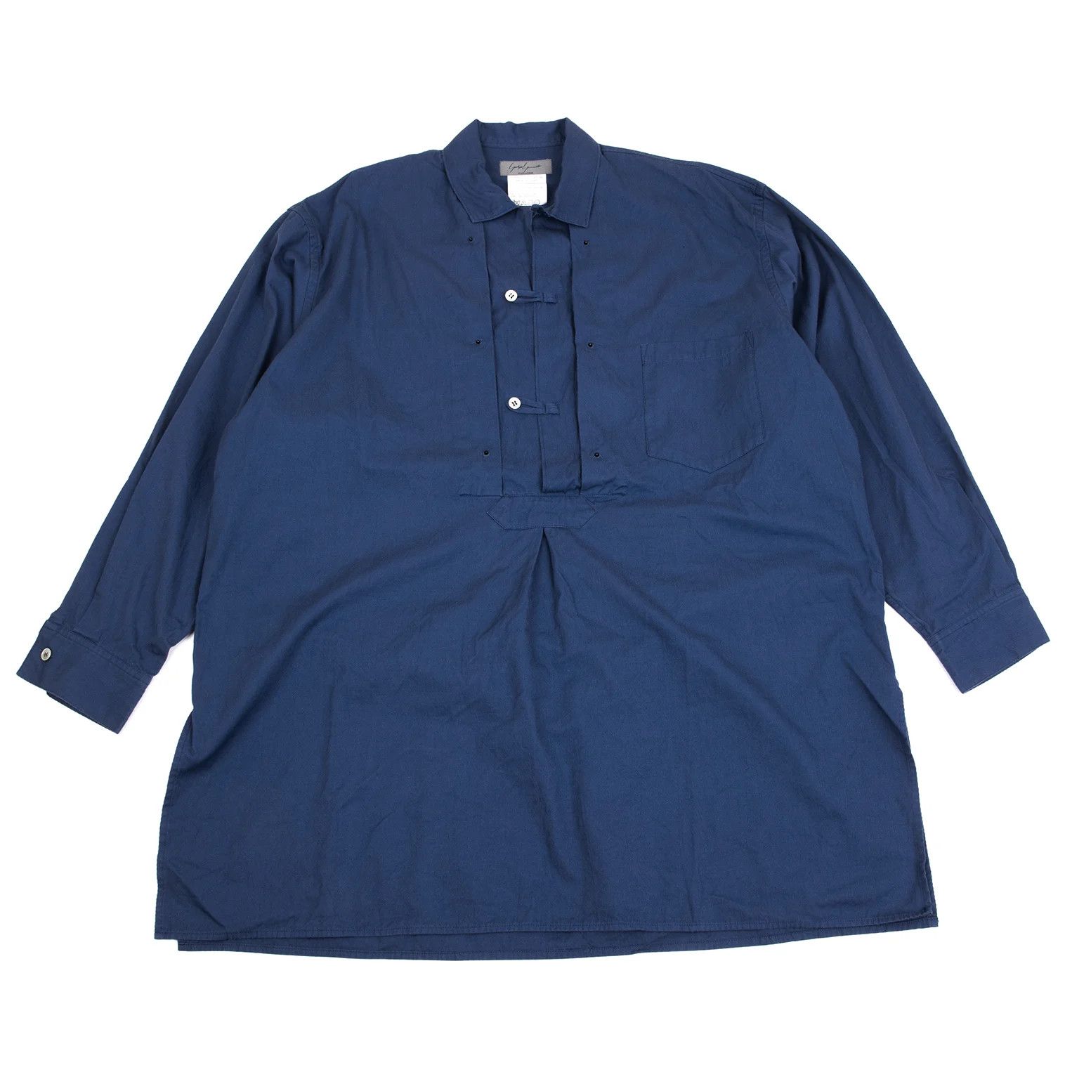 Yohji Yamamoto Yohji Yamamoto Cotton Grommet Button Pullover Long Shirt Size US M / EU 48-50 / 2 - 1 Thumbnail