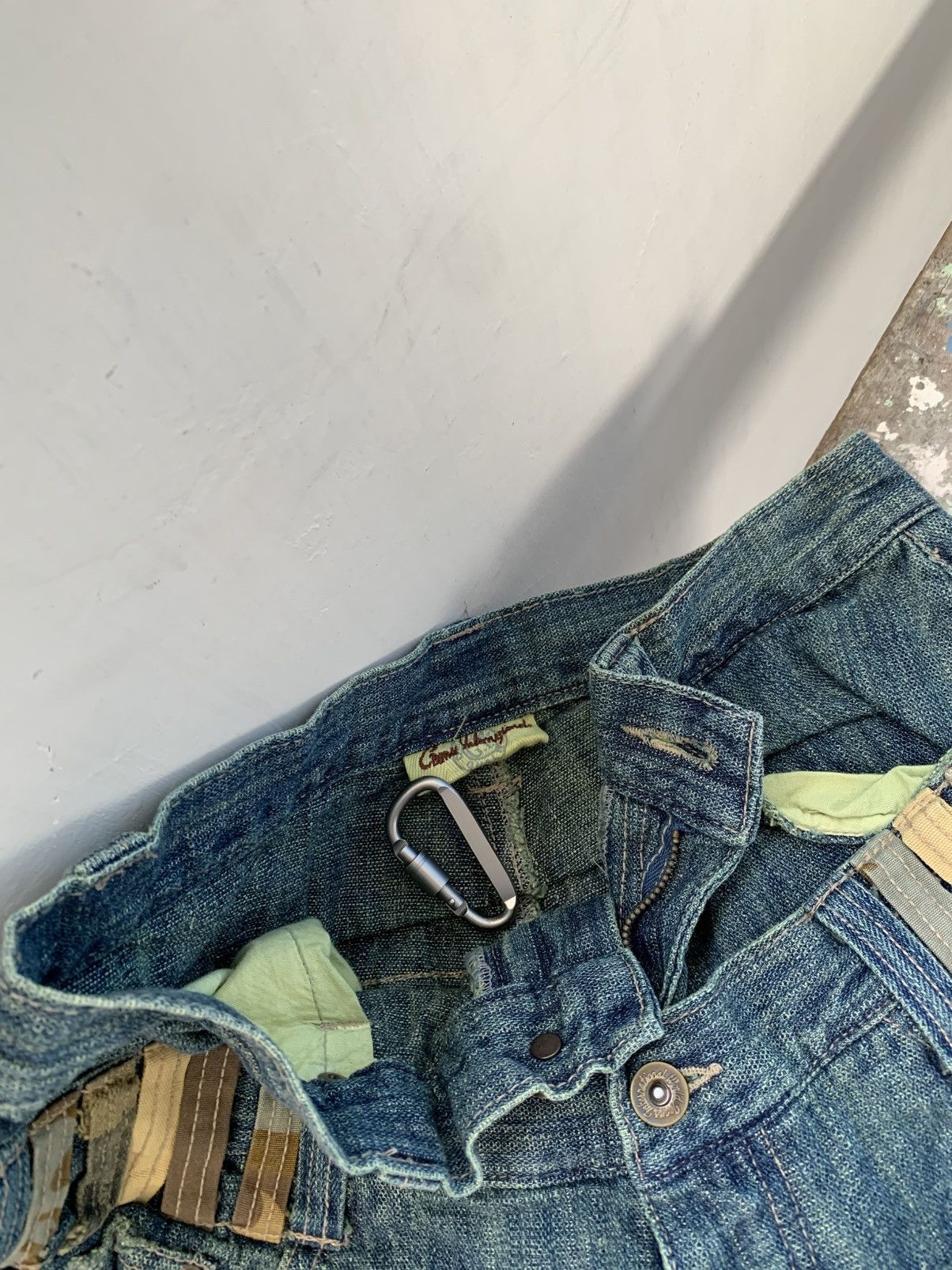 Japanese Brand Vtg Gumu International Double Waist Distressed Denim Pants Size US 30 / EU 46 - 2 Thumbnail