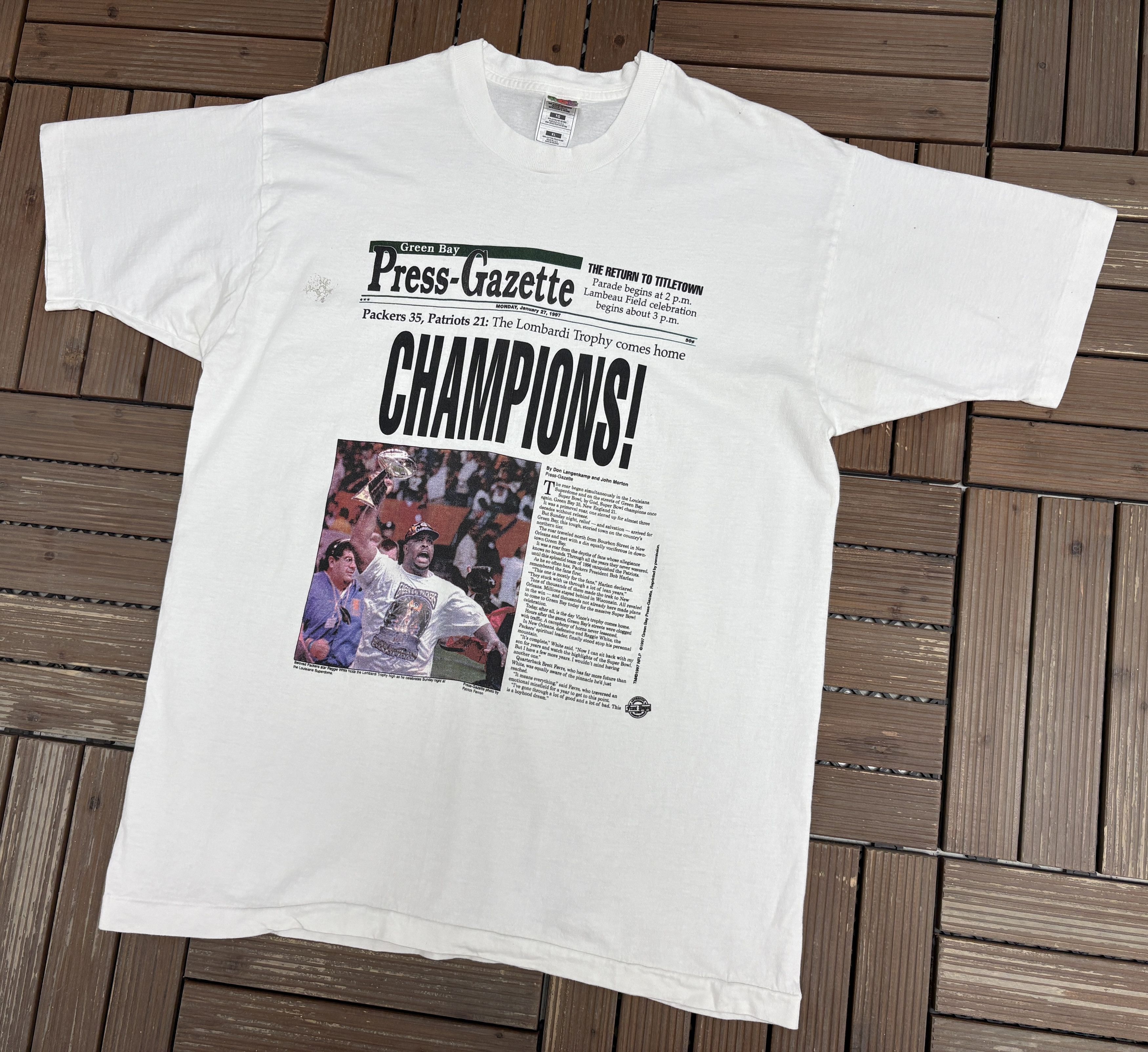 Starter Green Bay Packers Super Bowl XXXI Champions Vintage Tee Size US XL / EU 56 / 4 - 4 Thumbnail