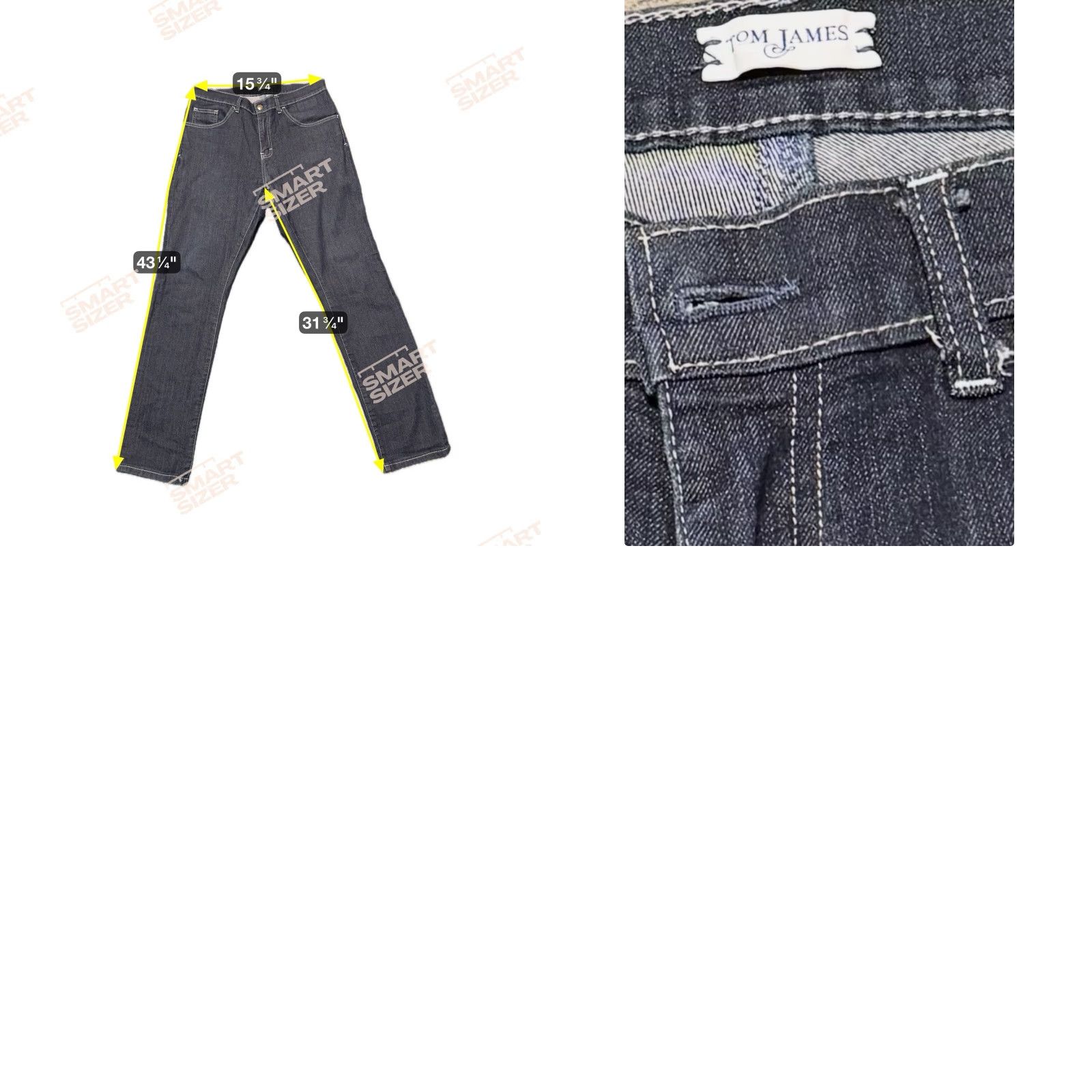 Delta Tom James Jeans Mens 31x28 Delta Blue Denim Tapered Stretch Dark Wash USA Regular 31in Inseam Pockets Size US 31 - 11 Thumbnail