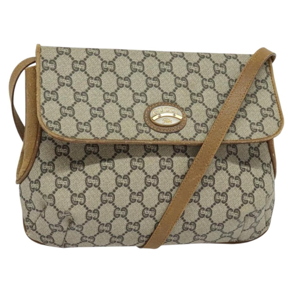 Gucci GG Plus Supreme Shoulder Bag Pvc Beige Gold Auth Th5843 in Beige/Gold, Women's