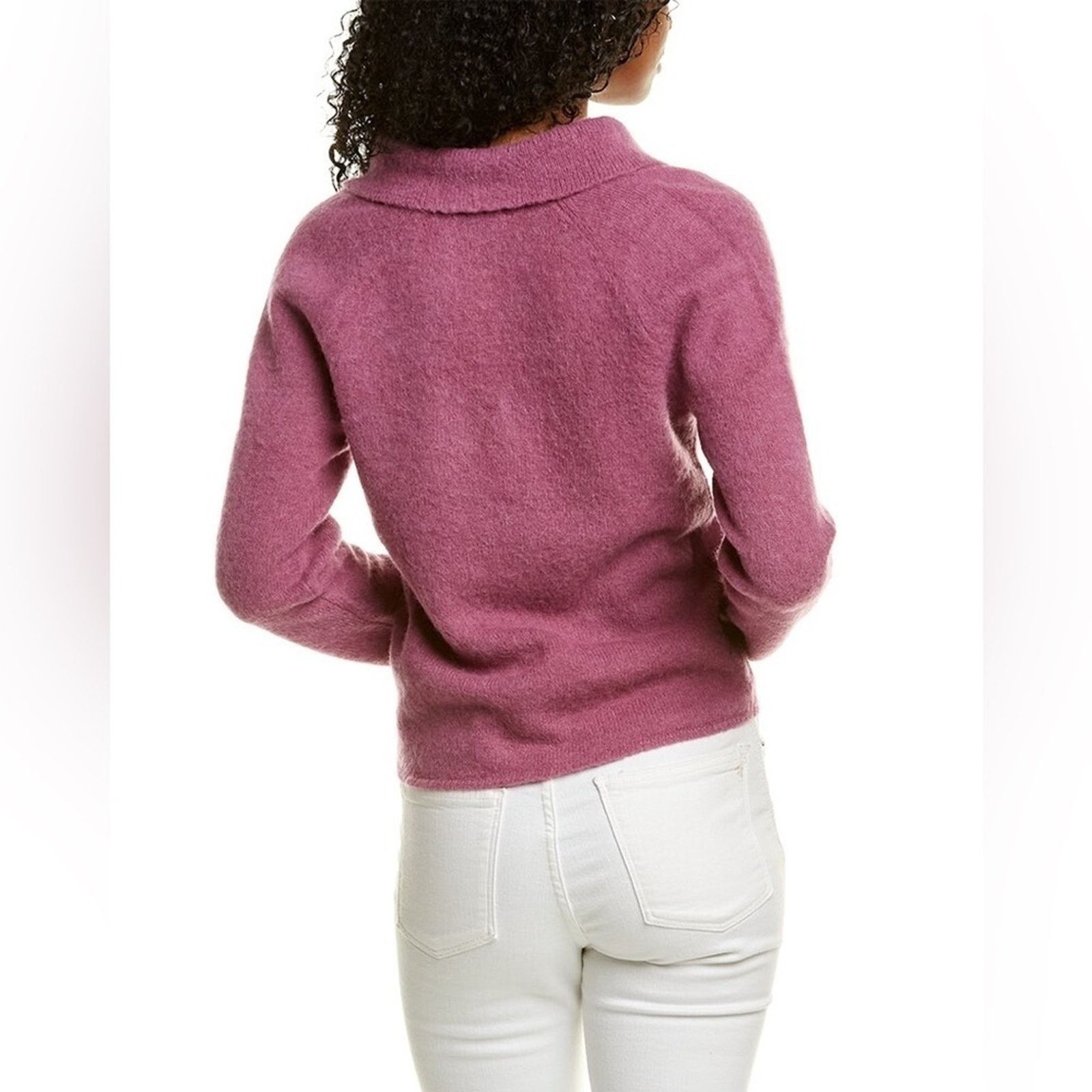 Vince VINCE Brushed V Neck Polo Alpaca & Wool-Blend Sweater Pink S Size S / US 4 / IT 40 - 5 Thumbnail