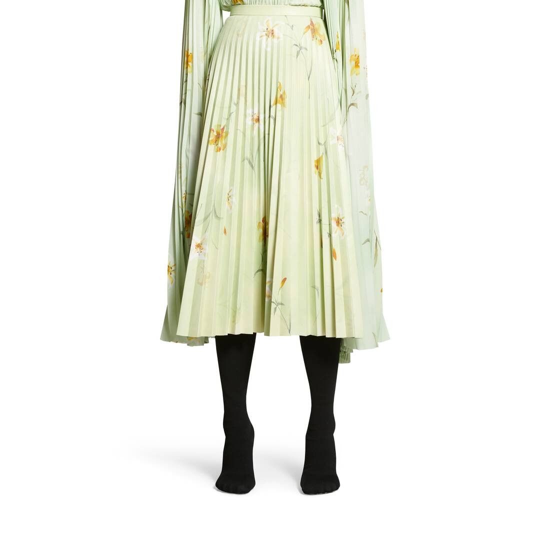 Balenciaga o1bcso1str0525 Lilies Printed Pleated Skirt in Multicolor Size 25" / US 0 / IT 36 - 5 Thumbnail