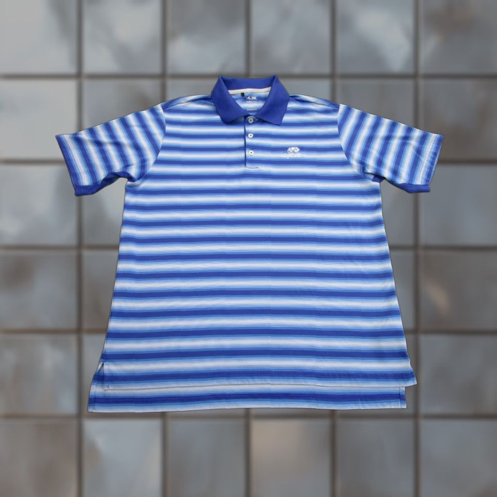 Adidas Adidas Golf Polo Shirt Mens Large Blue Striped Polo Los Robles Golf Tennis Performance Size US L / EU 52-54 / 3 - 1 Thumbnail