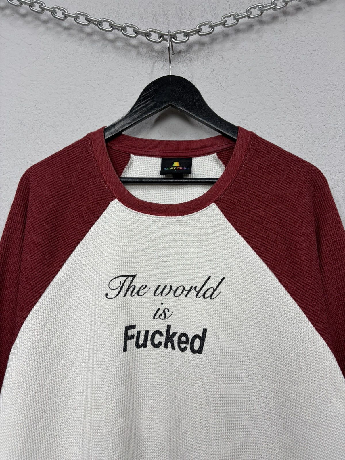 Teddy Fresh Archive Raglan Longsleeve The World Is Fucked Embroidered LG Size US L / EU 52-54 / 3 - 8 Thumbnail