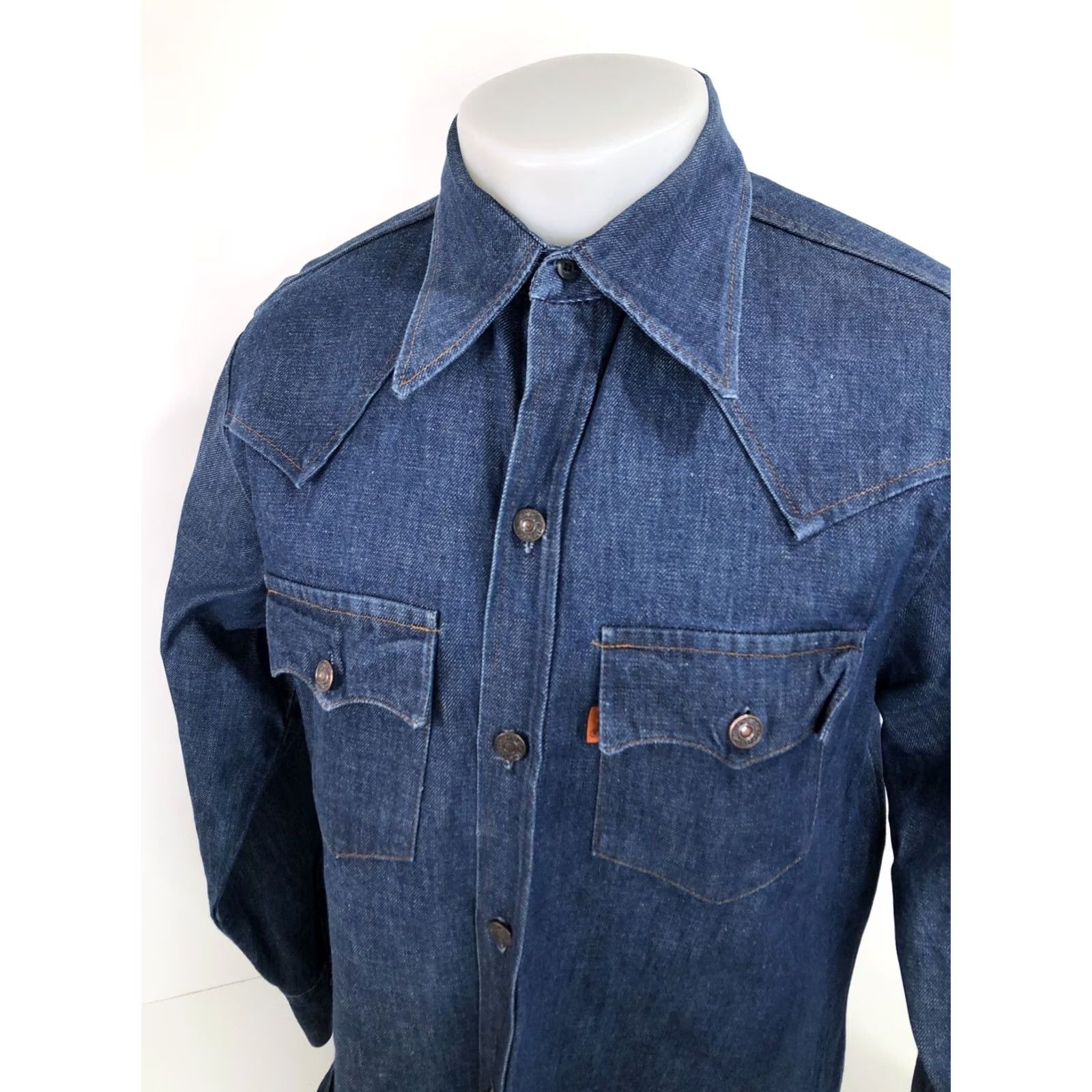 Levi's VINTAGE Levi's Western Denim Shirt Mens L Blue Collared Long Sleeve Button-Up Leather Butterfly? Size US L / EU 52-54 / 3 - 3 Thumbnail