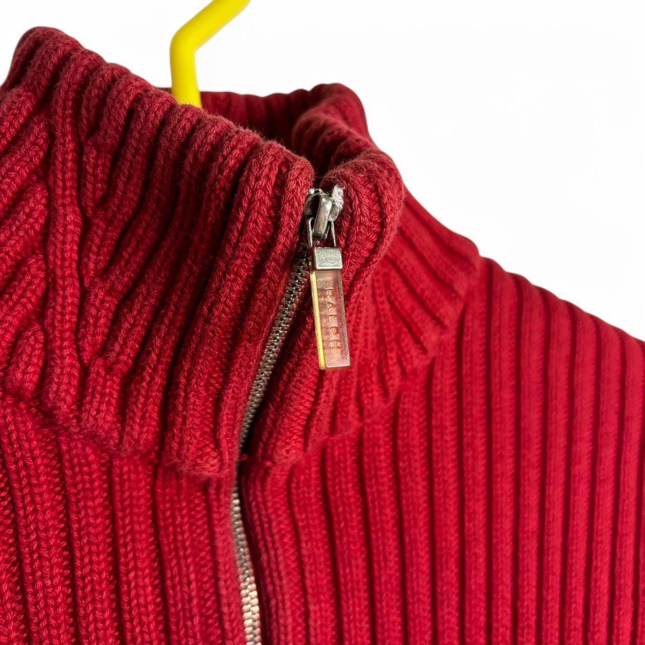 Ralph Lauren × Vintage Vintage Y2K Ralph Lauren Red Quarter Zip Knit Sweater Size M / US 6-8 / IT 42-44 - 5 Thumbnail