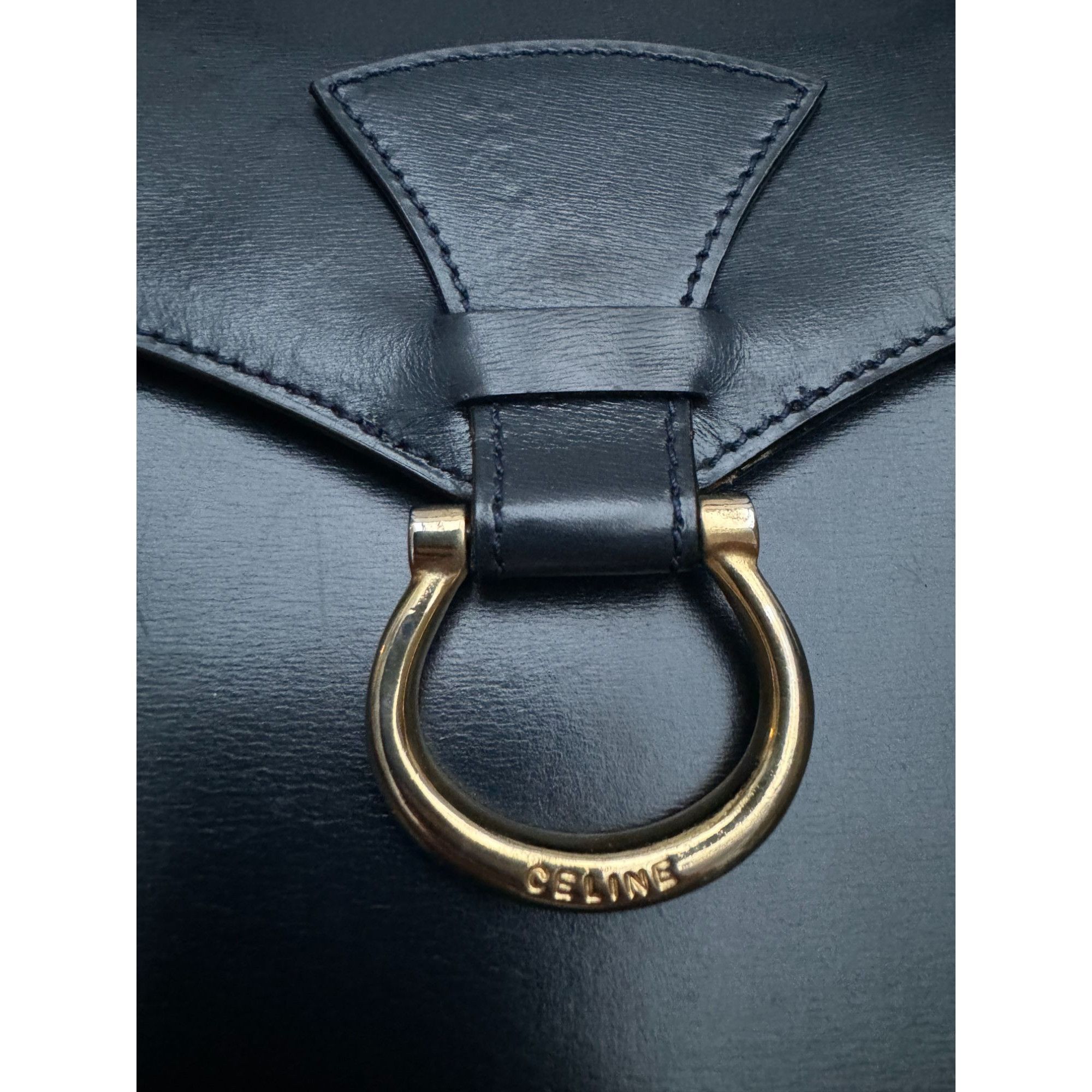 Celine Celine Vintage Navy Leather Shoulder Bag Made in France Size ONE SIZE - 8 Thumbnail