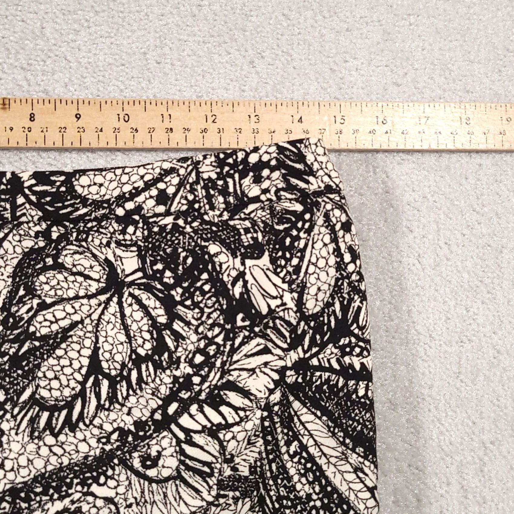 Loft Loft Pencil Skirt Womens 4 Black Ivory Paisley Print Lined Zip Slit - Silk Satin Knit Size 27" / US 4 / IT 40 - 6 Thumbnail