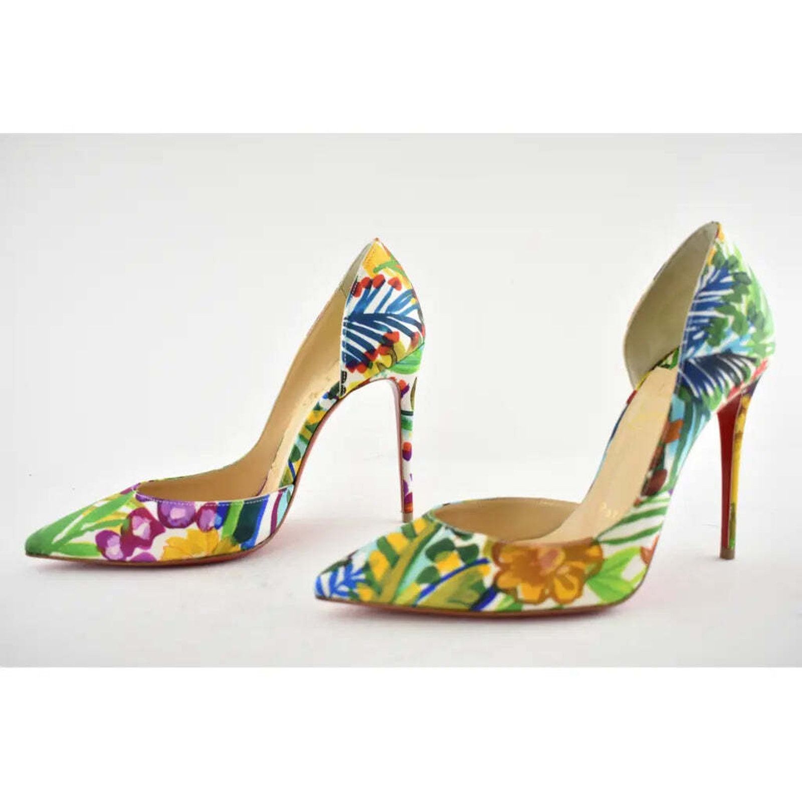 Christian Louboutin Christian Louboutin Iriza 100 Crepe Satin Fleuri Floral Size US 5 / IT 35 - 9 Thumbnail