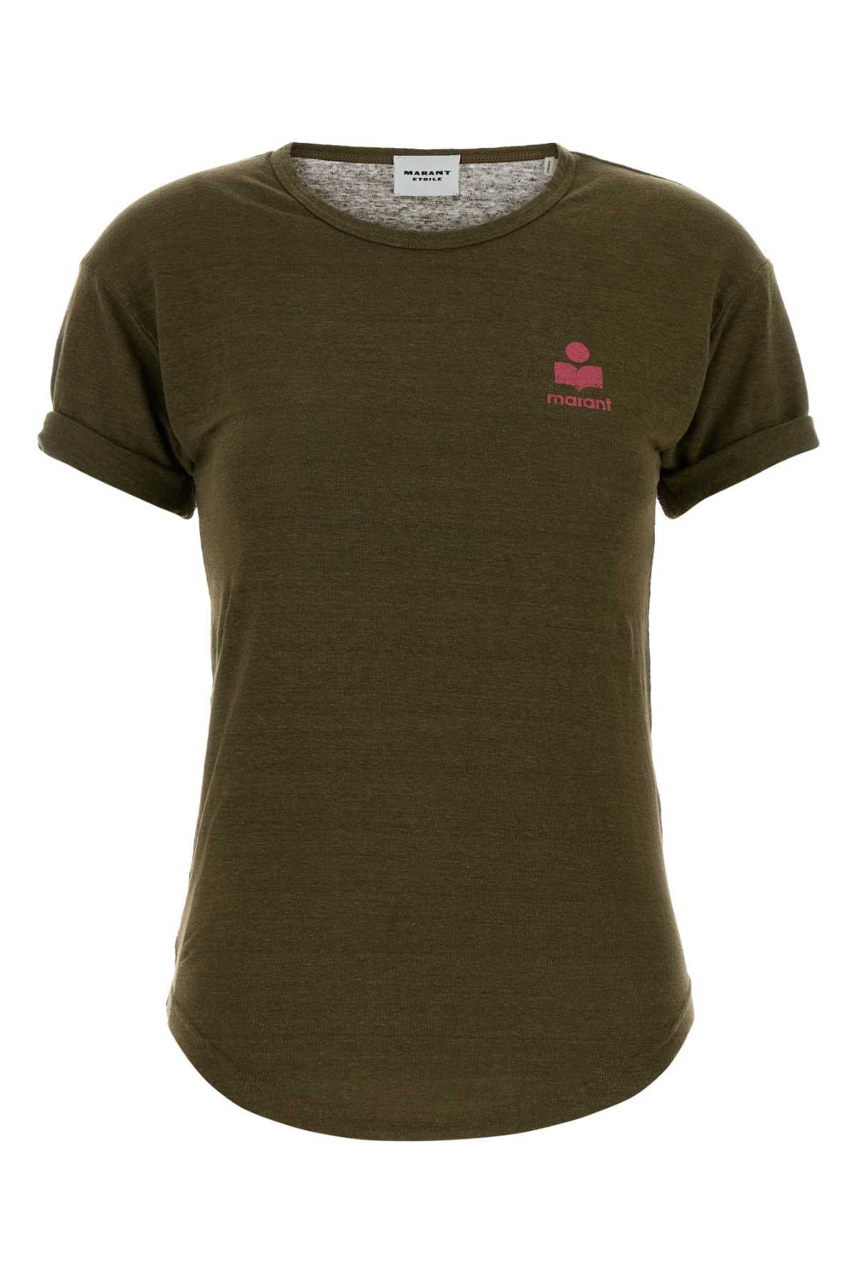 Isabel Marant Etoile Army Green Linen Koldia T-Shirt Size L / US 10 / IT 46 - 1 Thumbnail