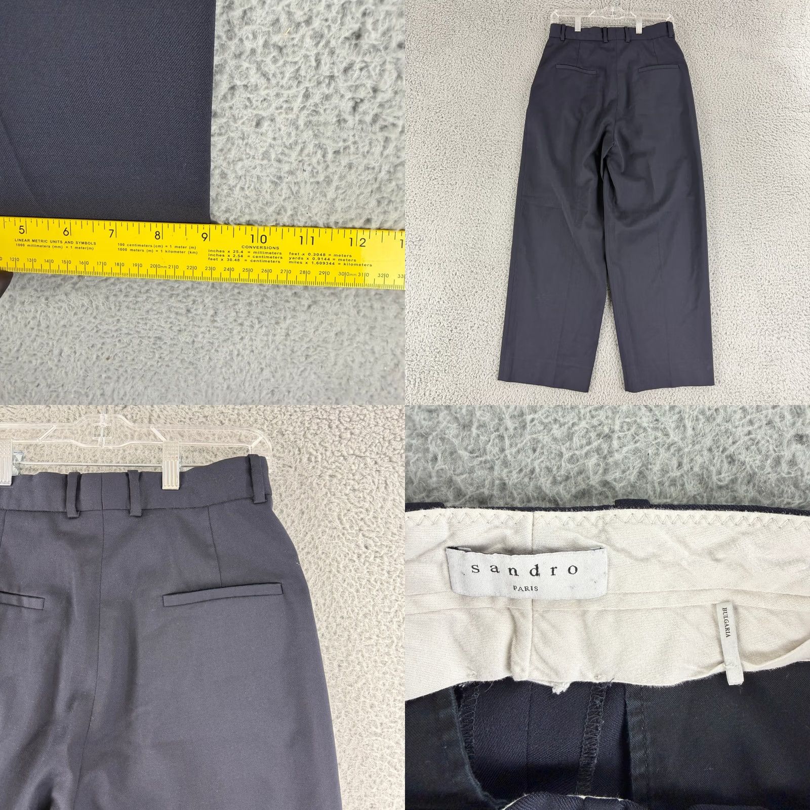 Sandro Sandro Navy Blue Wide-Leg Trousers Womens 6 Pleated High Waist Pants Dress Pants Size 28" / US 6 / IT 42 - 8 Thumbnail