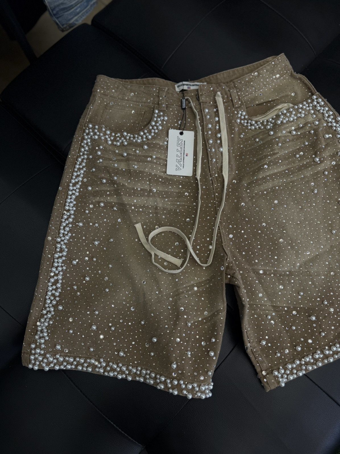 Vale Valley Rhinestone Crystal Shorts Denim Tan Size 30 Size US 30 / EU 46 - 3 Thumbnail