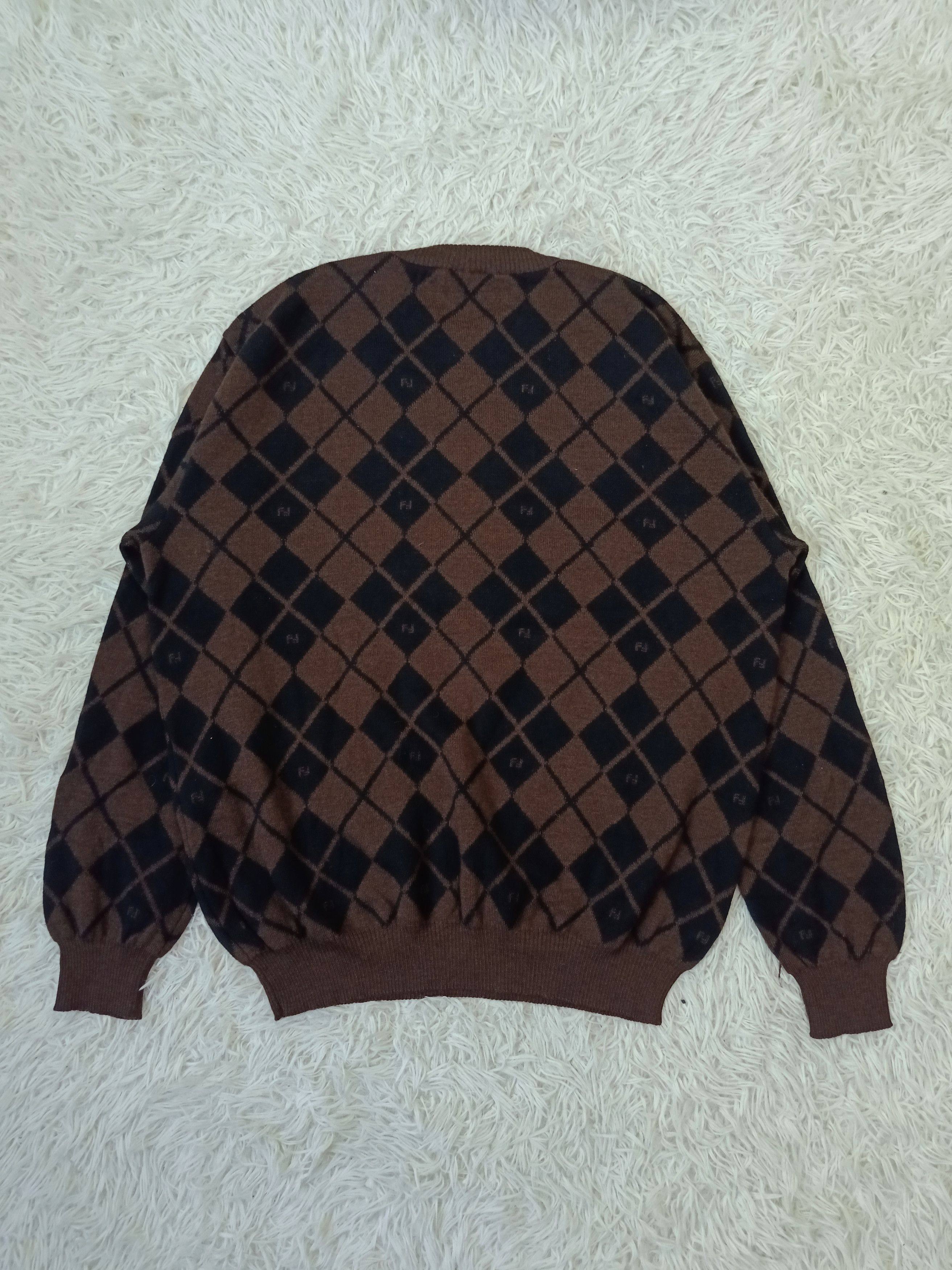 Fendi FENDI ARGYLE KNIT WOOL SWEATSHIRT Size US L / EU 52-54 / 3 - 4 Thumbnail