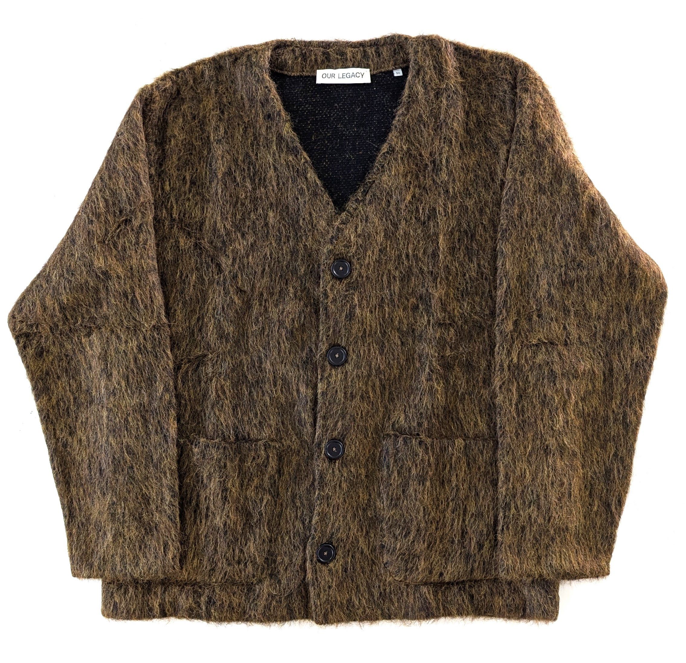 Our Legacy OUR LEGACY Mohair Cardigan Olive Melange Hairy Knit Size 50 Size US L / EU 52-54 / 3 - 4 Thumbnail