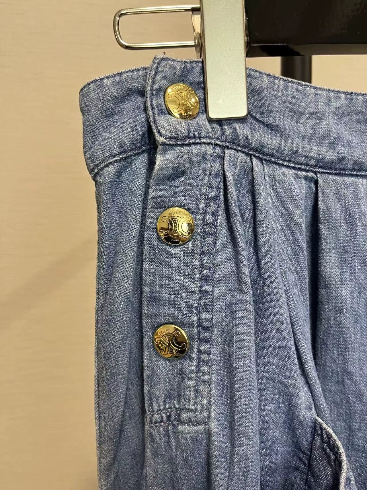 Celine Celine Washed Blue Denim Maxi 28 Triomphe Buckle Size 28" / US 6 / IT 42 - 4 Thumbnail
