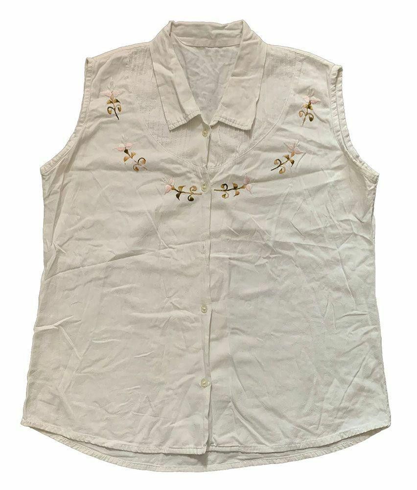 Designer Pre Owned Embroidered White Hand Made Blouse L Size L / US 10 / IT 46 - 2 Thumbnail
