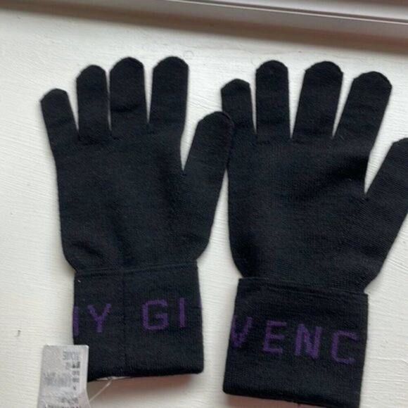 Givenchy Givenchy Logo Cuff Wool Gloves black and purple Size ONE SIZE - 2 Thumbnail