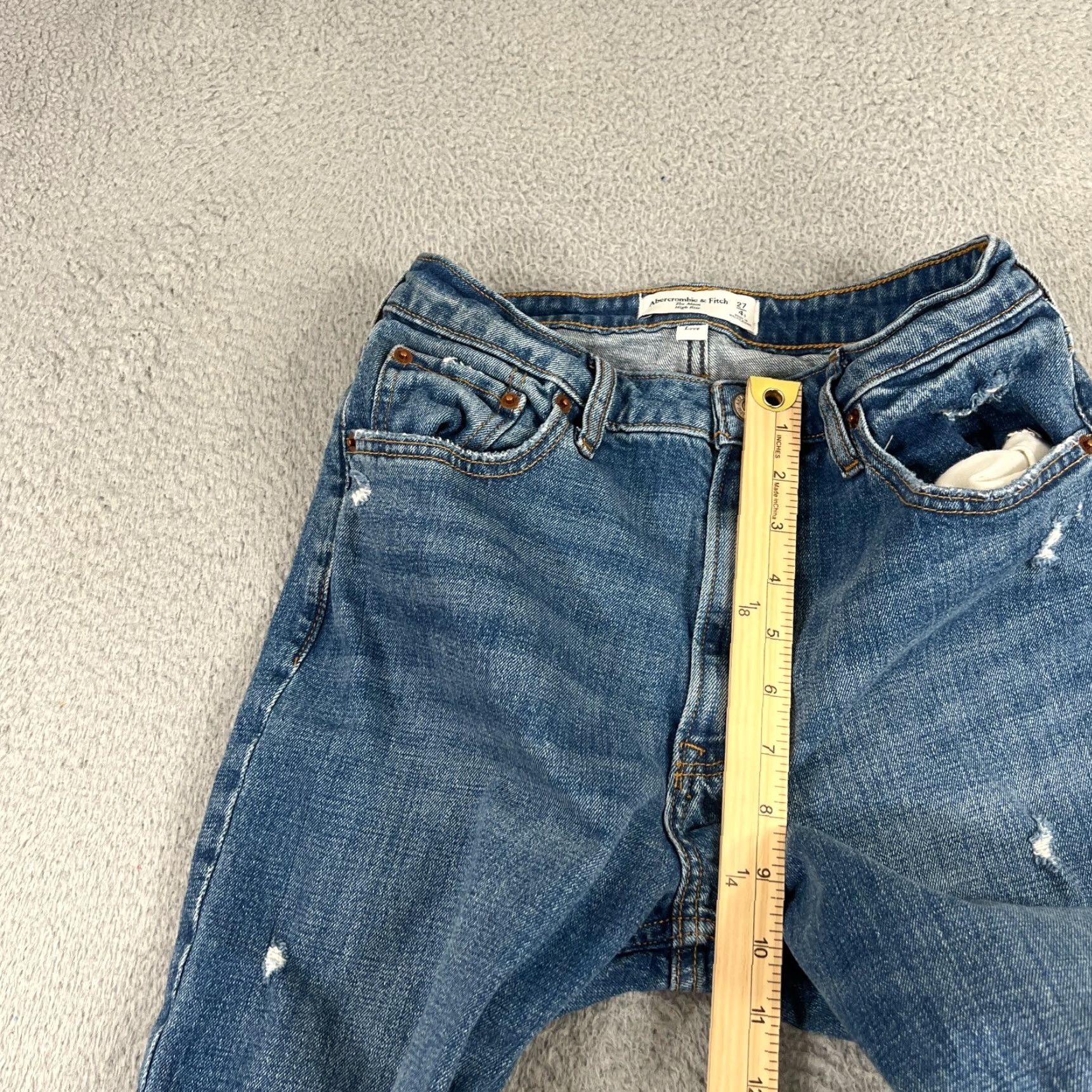 Abercrombie & Fitch VINTAGE Abercrombie & Fitch Curve Love Mom High Rise Jeans Womens Size 4 Blue Distressed Denim Size 27" / US 4 / IT 40 - 3 Thumbnail