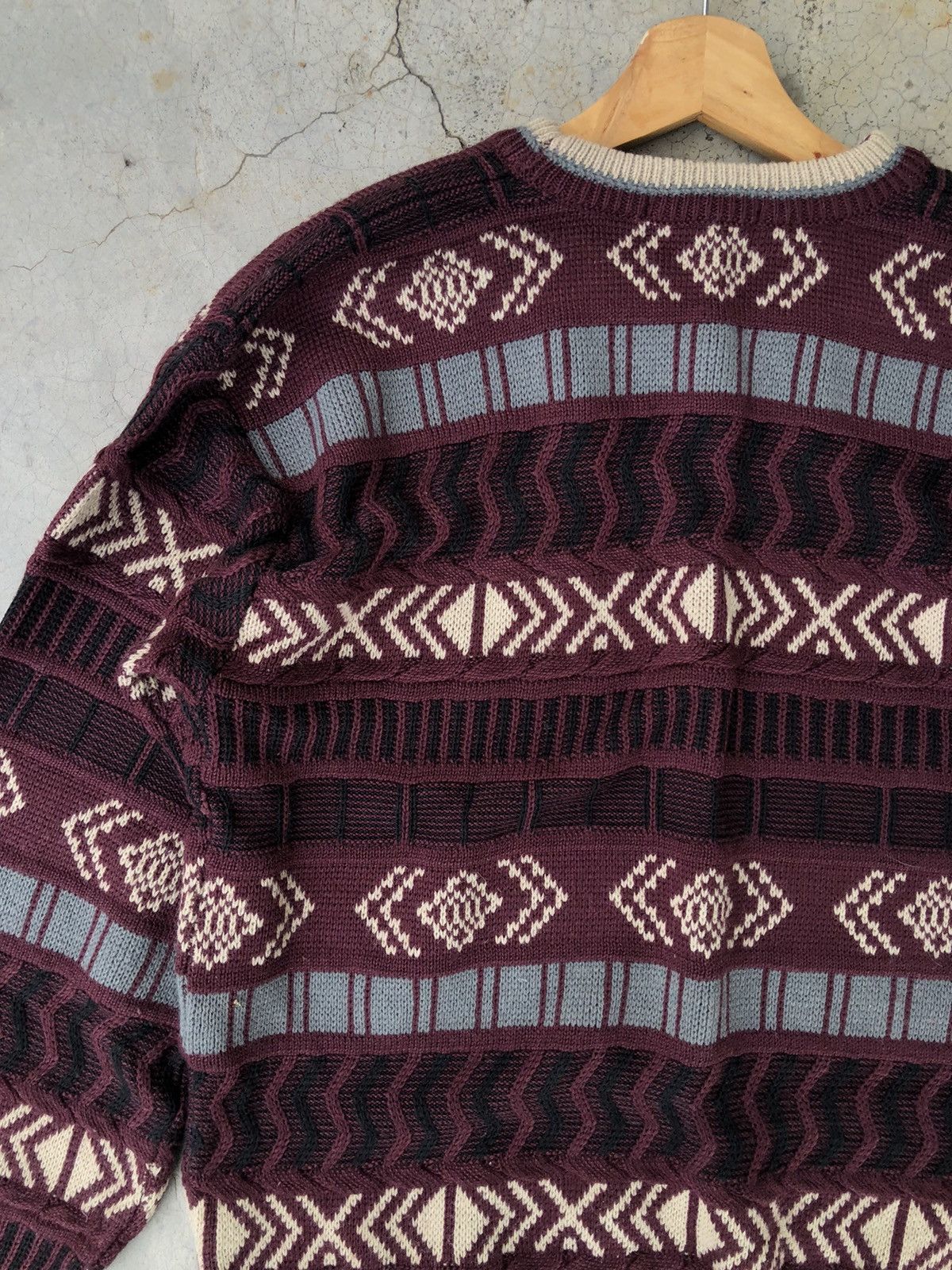 Japanese Brand 🔴Vintage Green Hawk Stripe Pureknit Like Coogi Sweater Size US L / EU 52-54 / 3 - 9 Thumbnail