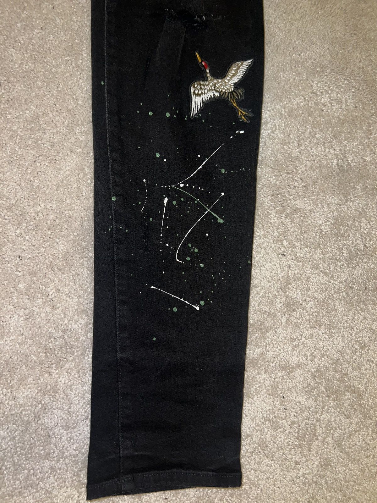 Amiri Amiri “Art Bird Crane Patch” Denim Jeans Size US 33 - 6 Thumbnail