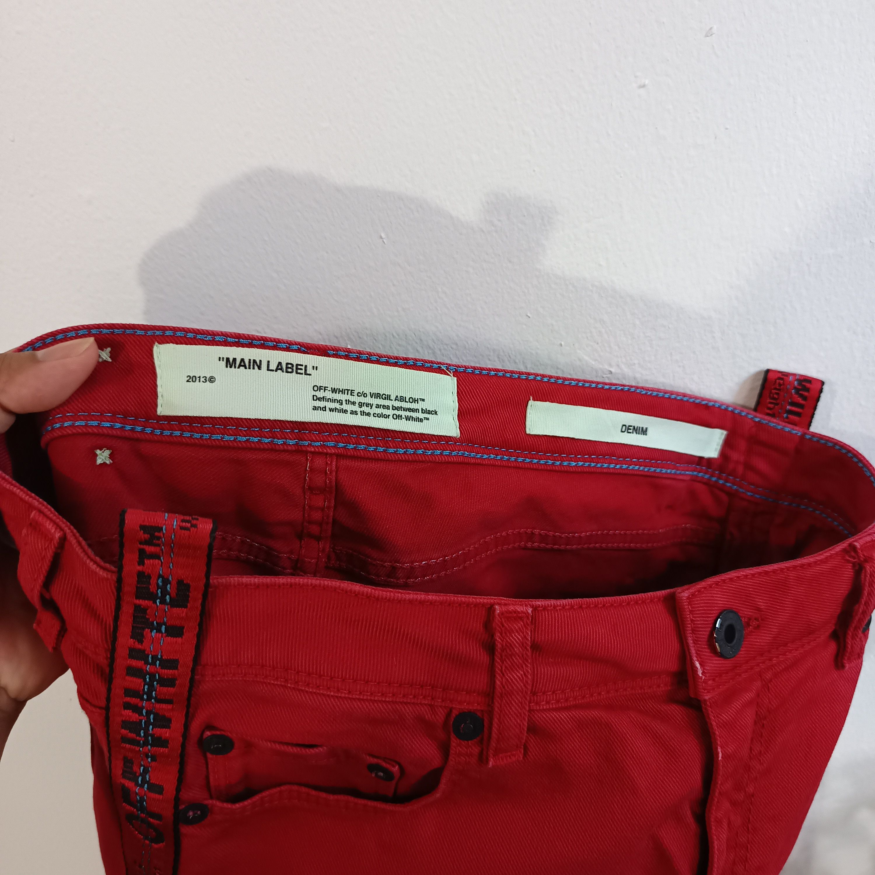 Off-White OFF WHITE DENIM LABEL PANTS Size 27" / US 4 / IT 40 - 6 Thumbnail