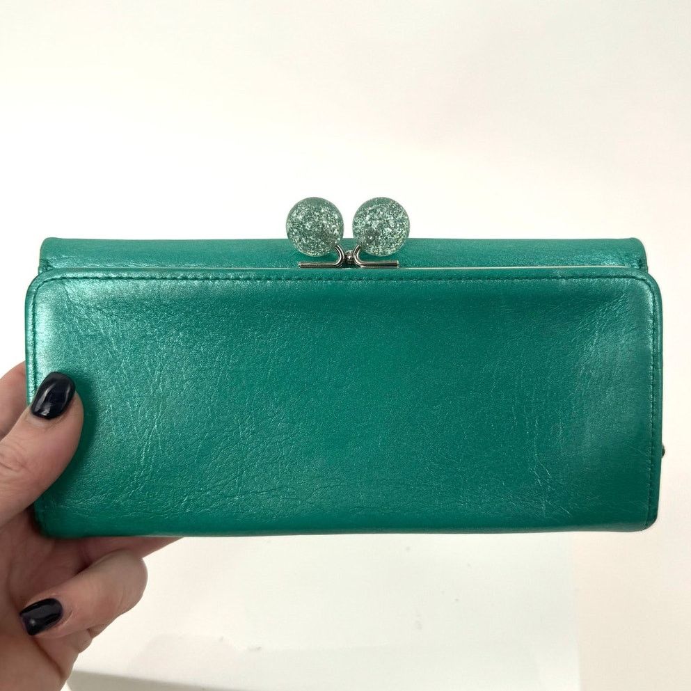 Other Charles Jorudan Blue Green Leather Kiss Lock Snap Wallet Size ONE SIZE - 1 Thumbnail
