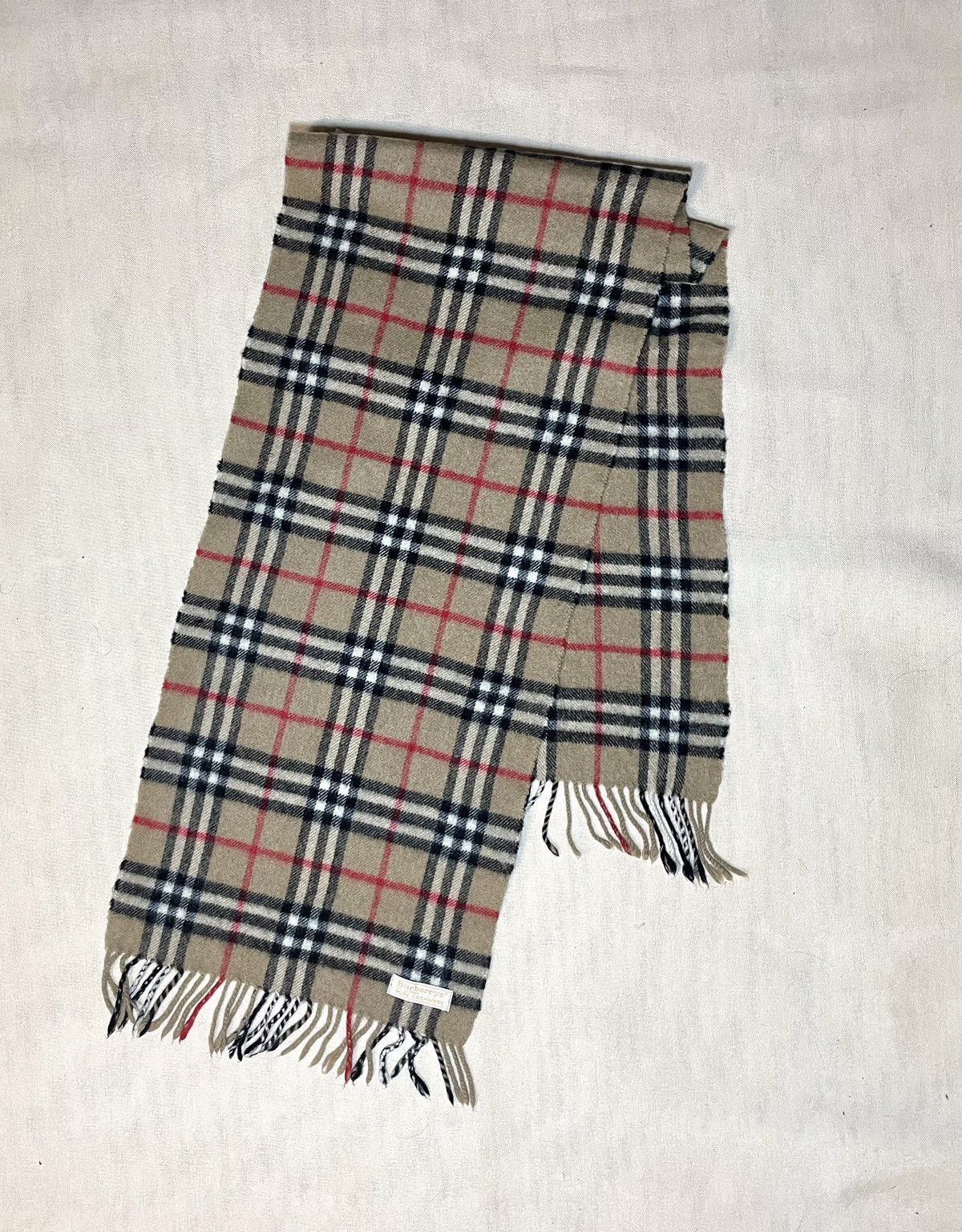 Vintage Burberry London cashmere tartan brown beige scarf Size ONE SIZE - 4 Thumbnail