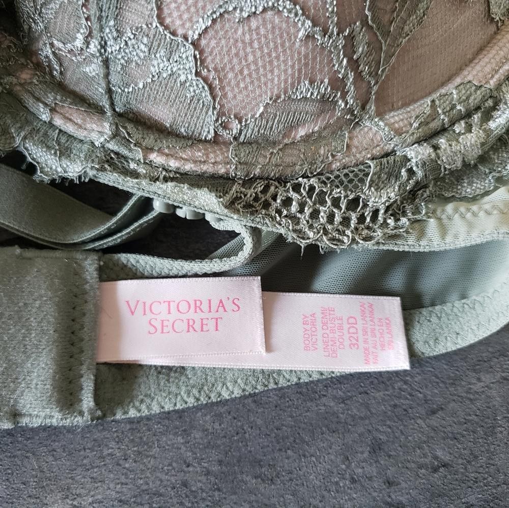 Designer Sage Lace Detailed VS Demi Bustier Bra Size ONE SIZE - 3 Thumbnail