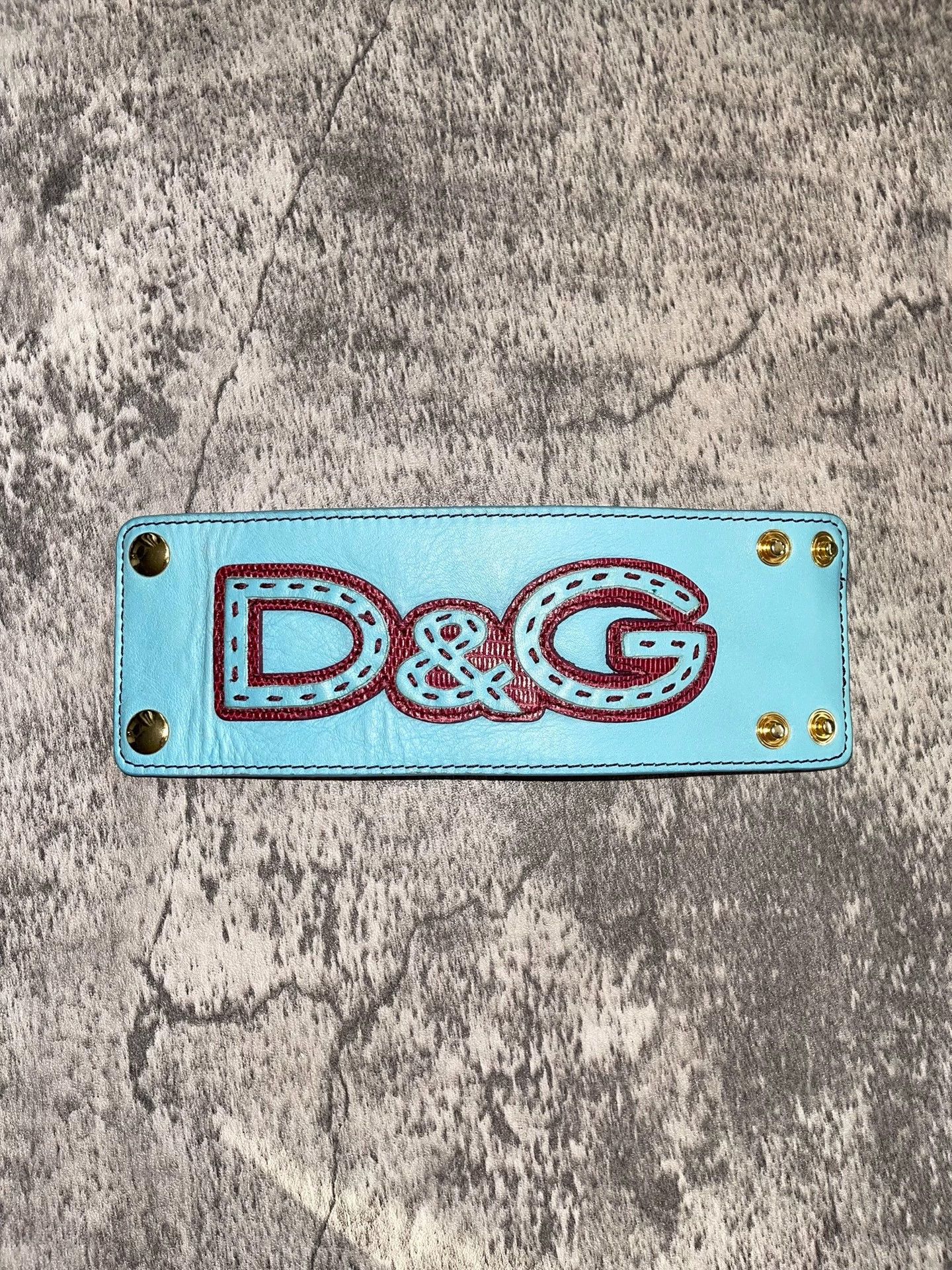 Dolce & Gabbana D&G Y2K Blue-Red Colorblock Hard Leather Bracelet Size ONE SIZE - 1 Thumbnail