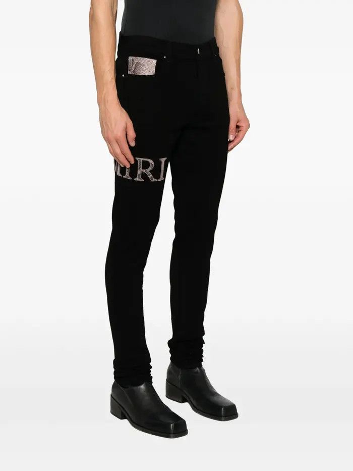 Amiri o1orln0326 Snake Logo Jeans in Black Size US 33 - 3 Thumbnail