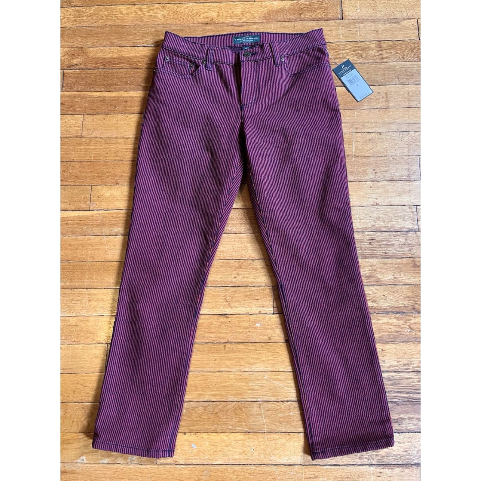 Ralph Lauren Lauren Ralph Lauren Jeans Women's Petite 6P Straight Red Indigo Pinstripe Modern Size 28" / US 6 / IT 42 - 2 Thumbnail