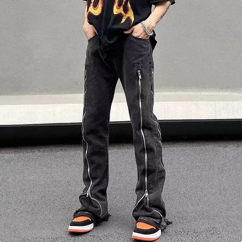 Japanese Brand Bell-bottom jeans with zippers retro hip hop style y2k Size US 32 / EU 48 - 3 Thumbnail