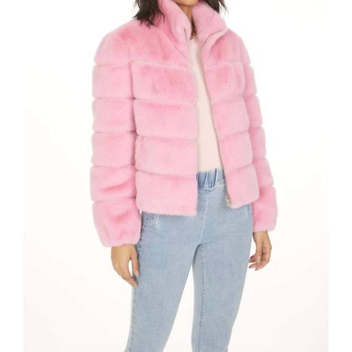 Generation Love Tala Faux Fur Bomber Jacket- Powder Blue