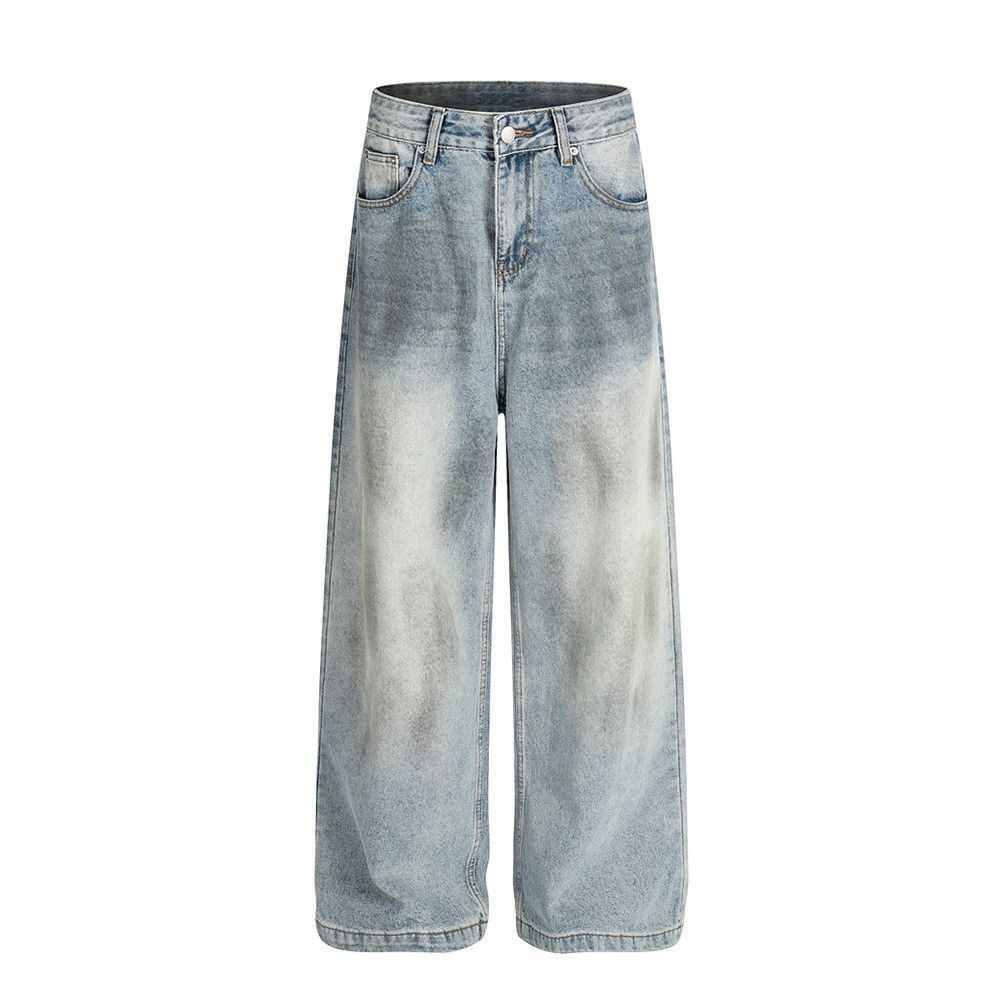 Vintage Punk men's loose wide-leg washed distressed dirty jeans Size US 32 / EU 48 - 1 Thumbnail