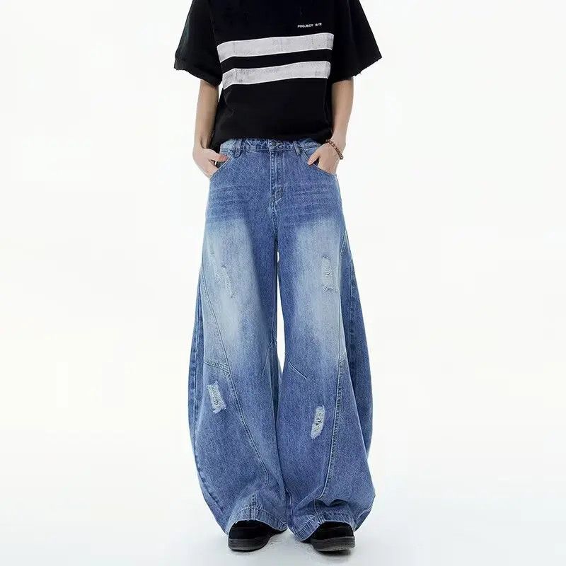 Japanese Brand Retro loose washed wide leg jeans Size US 32 / EU 48 - 1 Thumbnail