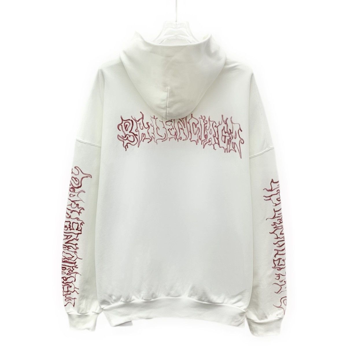 Balenciaga Balenciaga White Logo Printed Cotton Hooded Sweatshirt K26WX Size US S / EU 44-46 / 1 - 2 Thumbnail