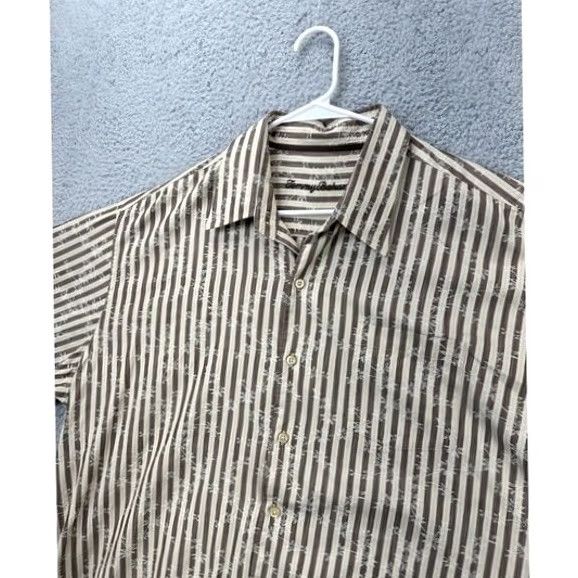 Tommy Bahama Tommy Bahama Silk Blend Button-Up Shirt Men 2XL Brown Floral Stripes Long Sleeve Size US XXL / EU 58 / 5 - 6 Thumbnail