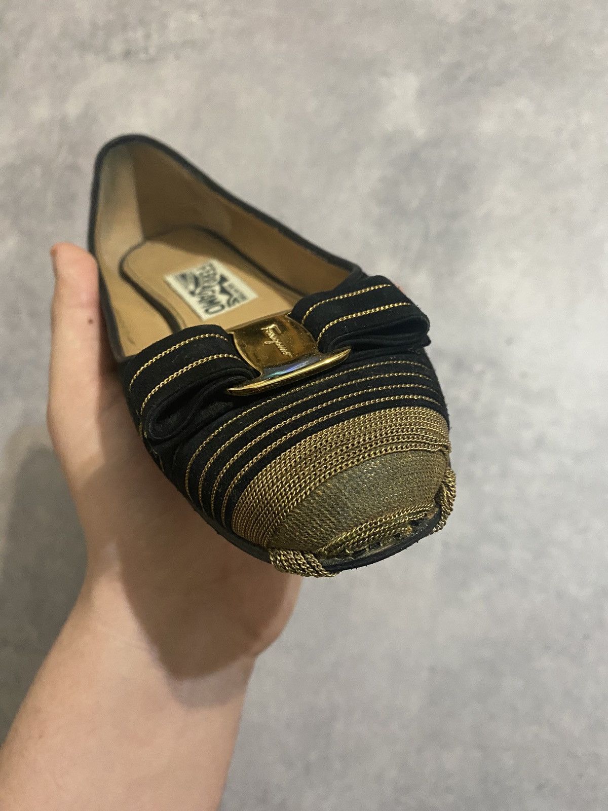 Salvatore Ferragamo × Vintage Salvatore Ferragamo Ballet Flats Gold Size US 7.5 / IT 37.5 - 5 Thumbnail