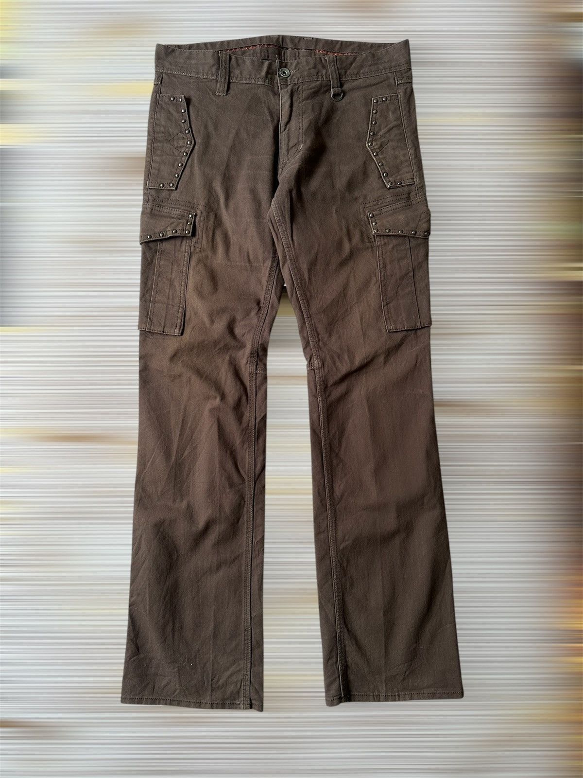 Japanese Brand FLARE Nicole Club For Men NCFM Studded Pocket Cargo Pant Size US 33 - 1 Thumbnail
