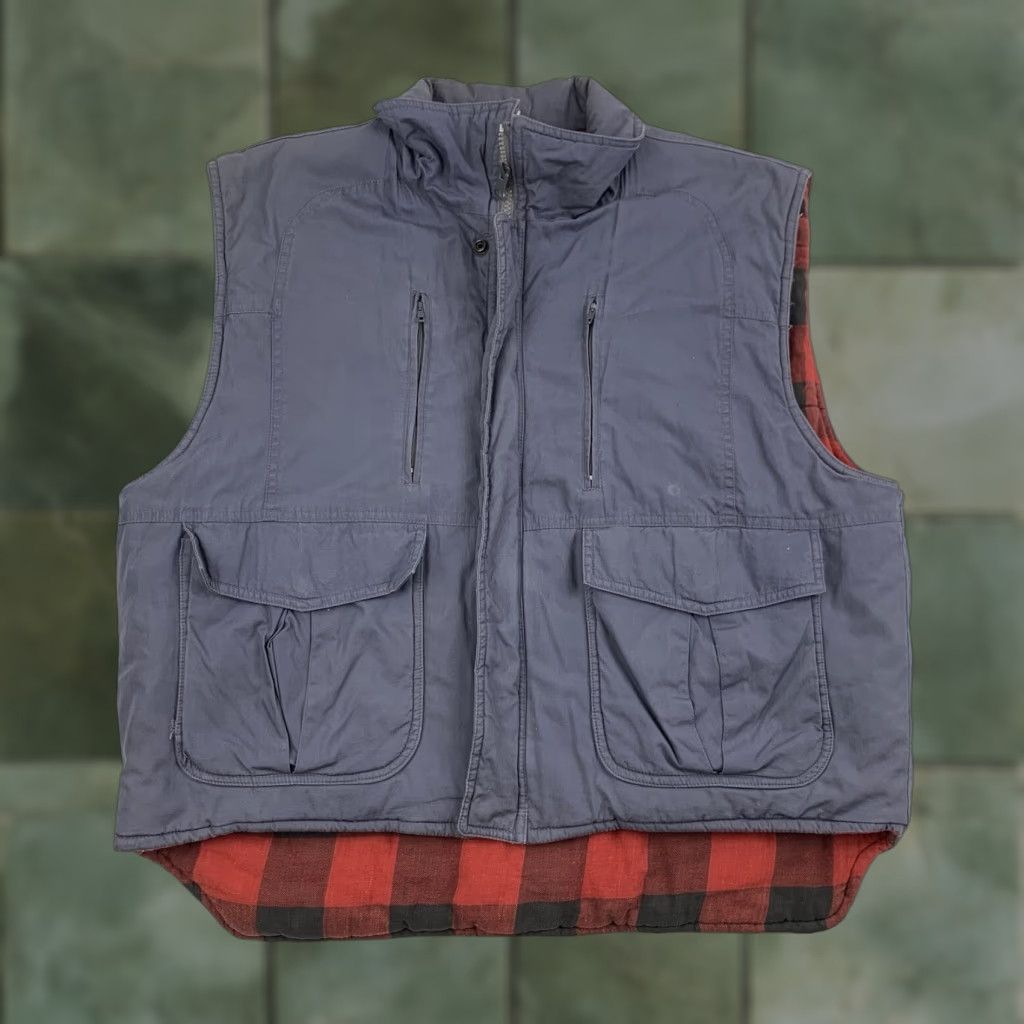 Vintage VINTAGE Guys Actionwear Puffer Vest Adult Large Blue Red Plaid Reversible 90s Size US L / EU 52-54 / 3 - 1 Thumbnail