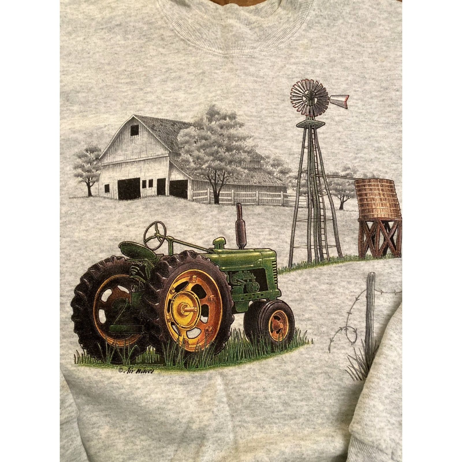 Vintage VINTAGE Unbranded Sweatshirt Crewneck LG Gray John Deere Barn Windmill Farm Country Graphic Print Men's Pullover All Seasons Vintage ... Size US L / EU 52-54 / 3 - 2 Thumbnail
