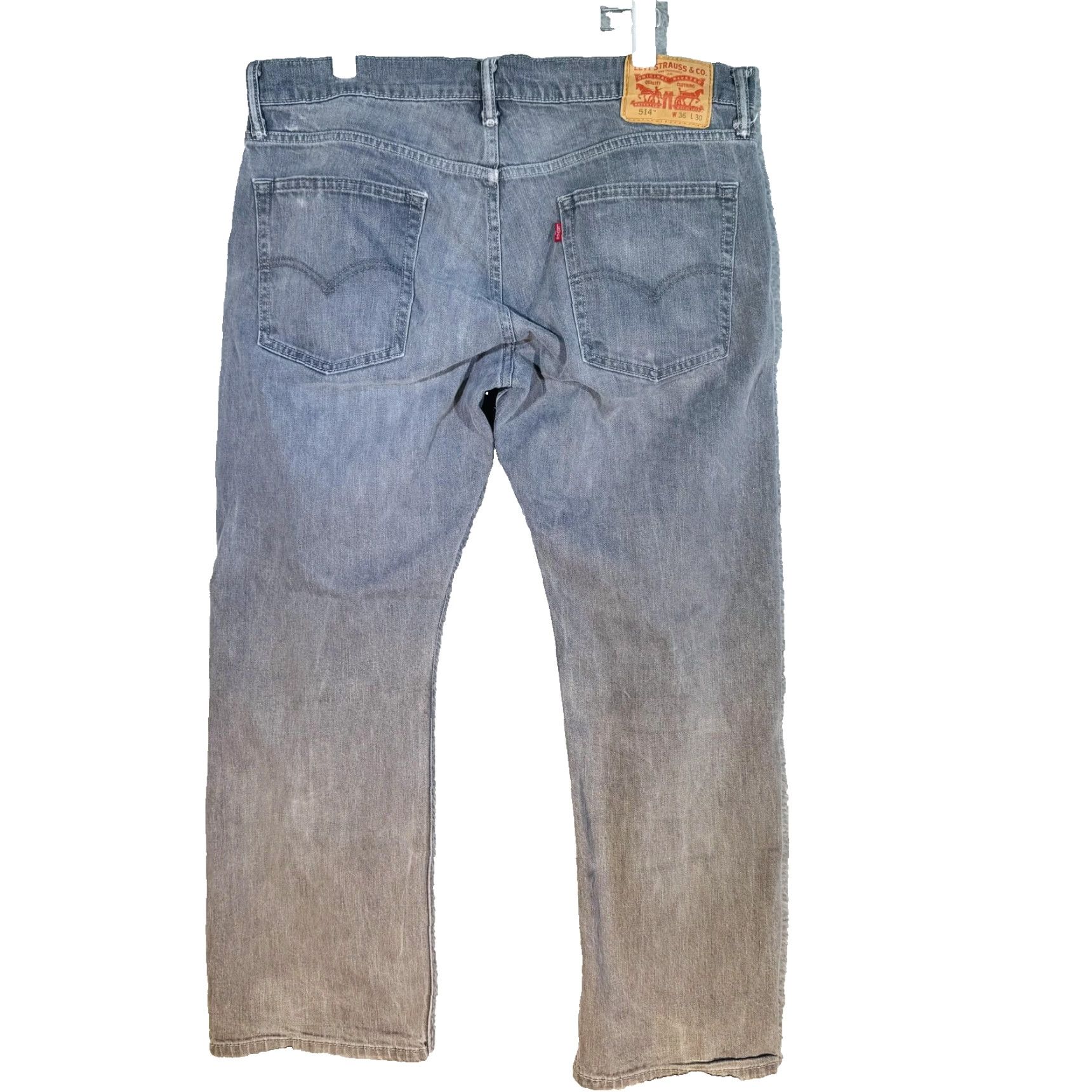 Levi's Levi's 514 Jeans Mens 36x30 Gray Light Wash Straight Denim Stretch Zip Fly Lightweight Cotton Blend Size US 36 / EU 52 - 2 Thumbnail