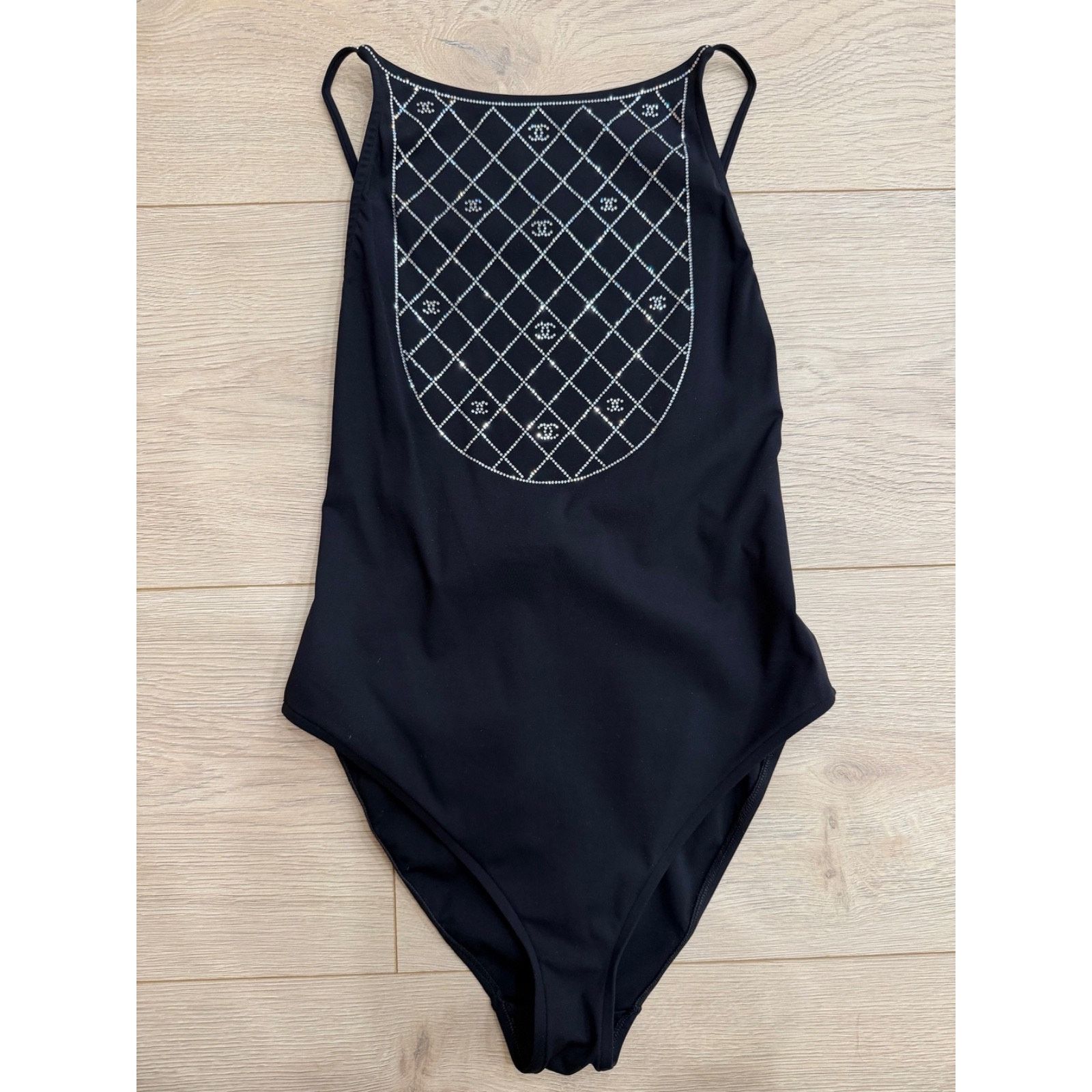 Chanel Chanel 23C Black Crystal CC Logo One Piece Swimsuit 38 Size S / US 4 / IT 40 - 2 Thumbnail
