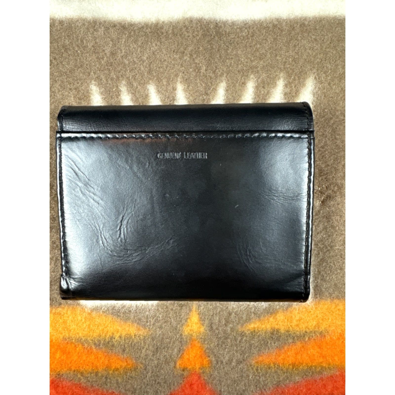 Vintage Black Leather Bi Fold Snap Wallet Mens NWOT Size ONE SIZE - 2 Thumbnail