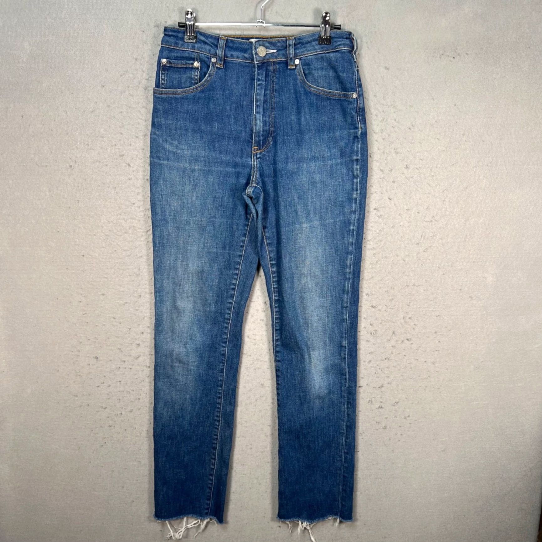 Denime Acne Denim Jeans Womens 26 x 29 High-Waisted Blue Skinny 5-Pocket Raw Hem Size 30" / US 8 / IT 44 - 2 Thumbnail